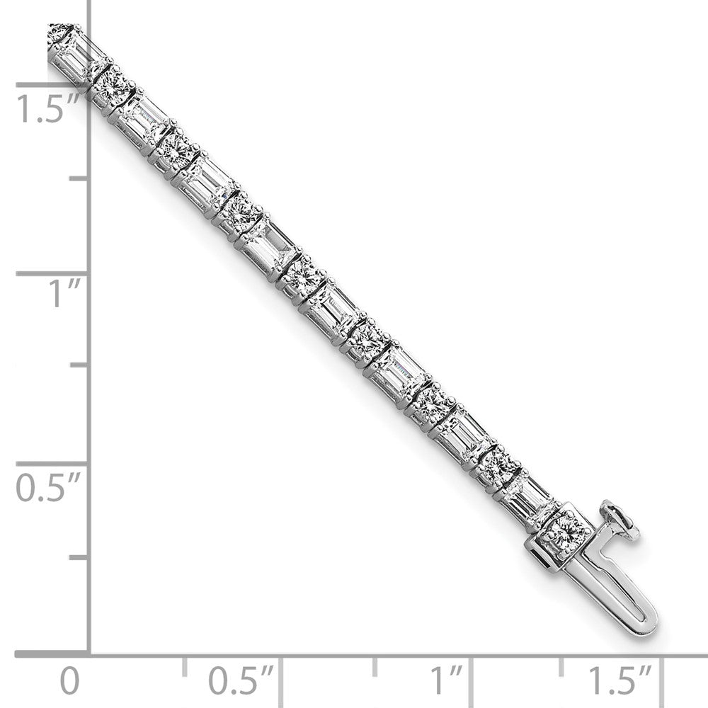 14K White Gold 4 7/8 Carat Lab Grown Diamond Vs/Si+ G+ Complete Emerald And Round Tennis Bracelet