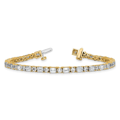 14K Yellow Gold 7 Carat Lab Grown Diamond Vs+ F+ Complete Emerald And Round Tennis Bracelet