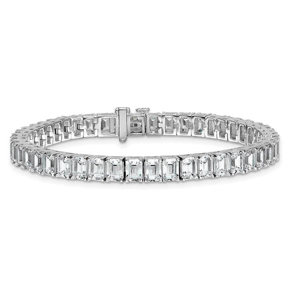 14K White Gold Ctw Vs+ F+ Lab Grown Emerald Diamond Tennis Bracelet