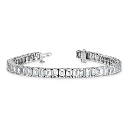 14K White Gold Ctw Vs+ F+ Lab Grown Emerald Diamond Tennis Bracelet