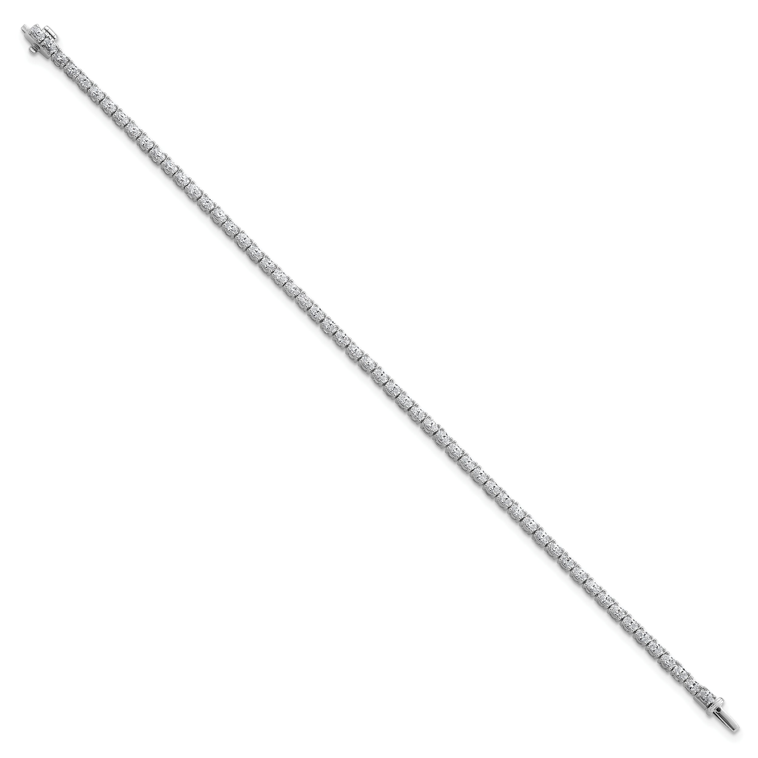 14K White Gold Vs/Si+ G+ Lab Grown Oval Diamond Tennis Bracelet