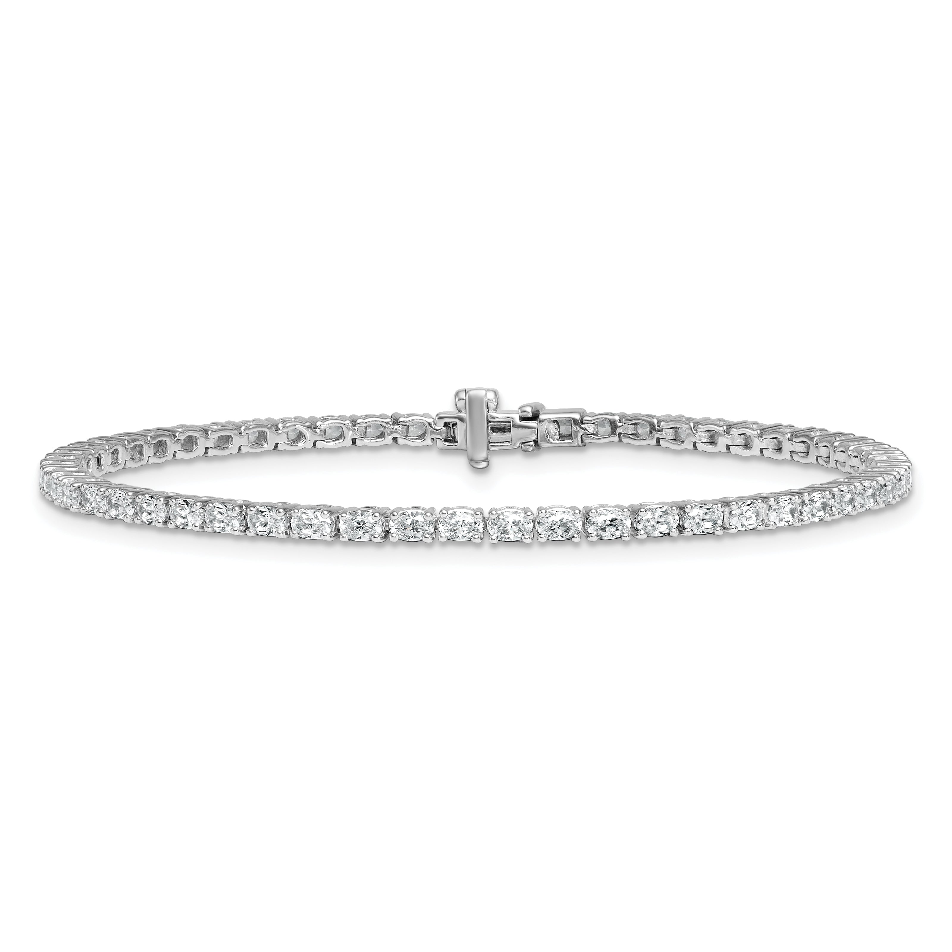 14K White Gold Vs/Si+ G+ Lab Grown Oval Diamond Tennis Bracelet