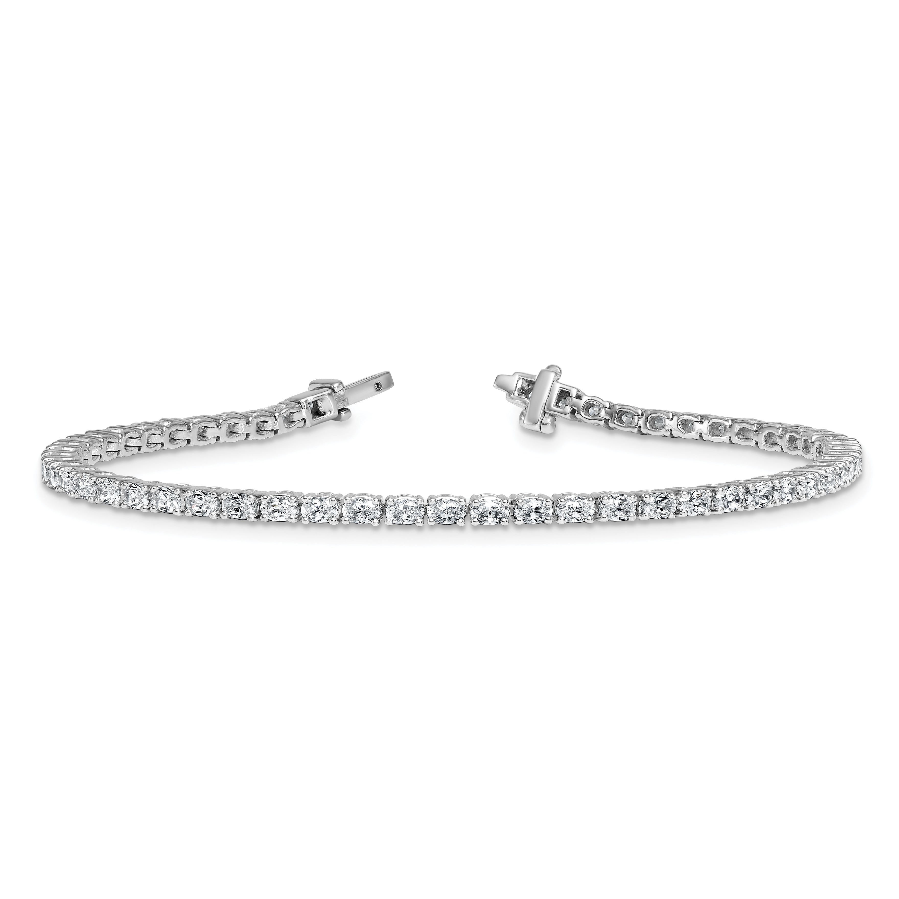 14K White Gold Vs/Si+ G+ Lab Grown Oval Diamond Tennis Bracelet