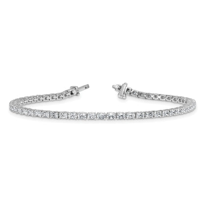 14K White Gold Vs/Si+ G+ Lab Grown Oval Diamond Tennis Bracelet
