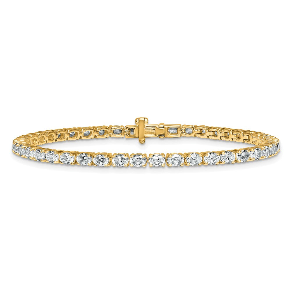 14K Yellow Gold 5 Carat Lab Grown Diamond Vs/Si+ G+ Complete Oval Tennis Bracelet