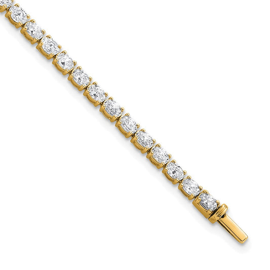 14K Yellow Gold 5 Carat Lab Grown Diamond Vs/Si+ G+ Complete Oval Tennis Bracelet