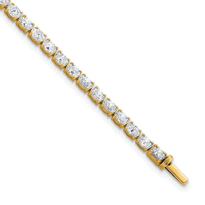 14K Yellow Gold 5 Carat Lab Grown Diamond Vs+ F+ Complete Oval Tennis Bracelet