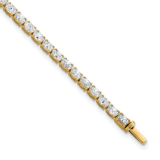 14K Yellow Gold 5 Carat Lab Grown Diamond Vs+ F+ Complete Oval Tennis Bracelet