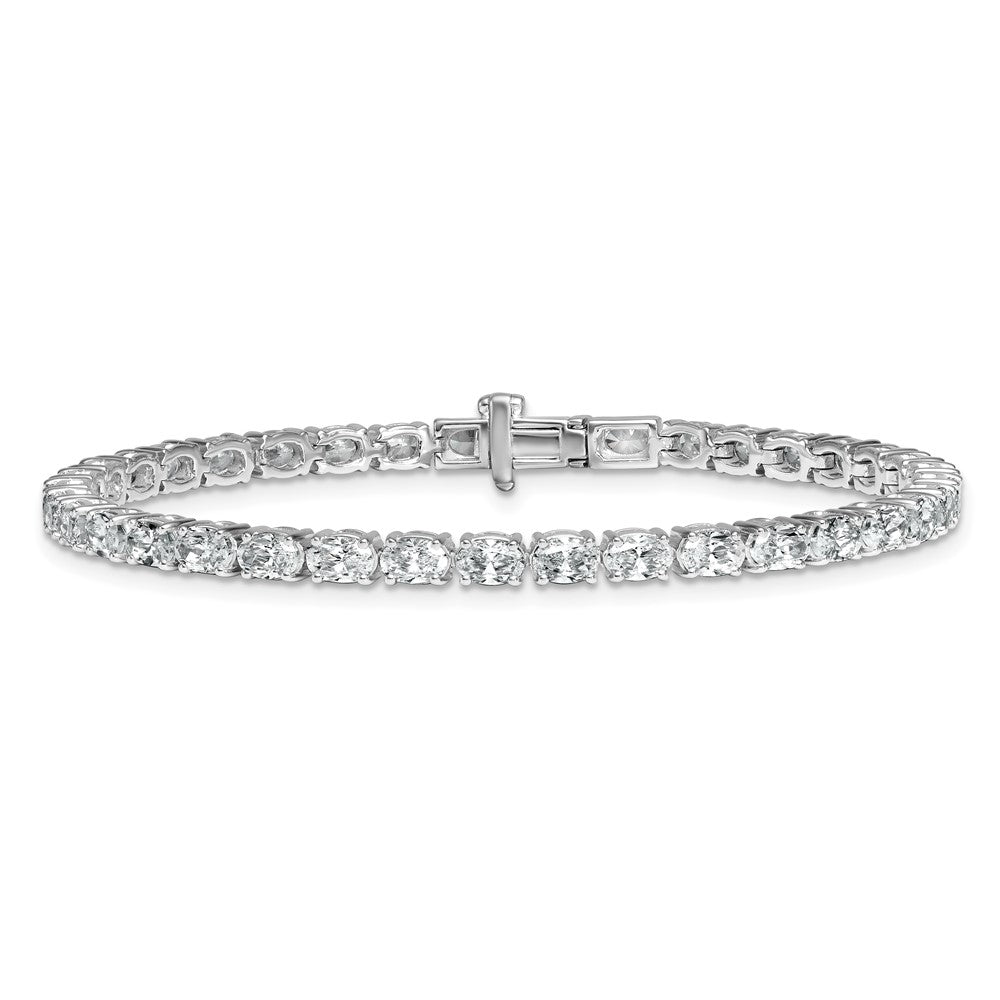 14K White Gold 7 Carat Lab Grown Diamond Vs/Si+ G+ Complete Oval Tennis Bracelet