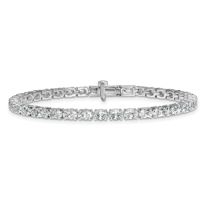 14K White Gold 7 Carat Lab Grown Diamond Vs/Si+ G+ Complete Oval Tennis Bracelet