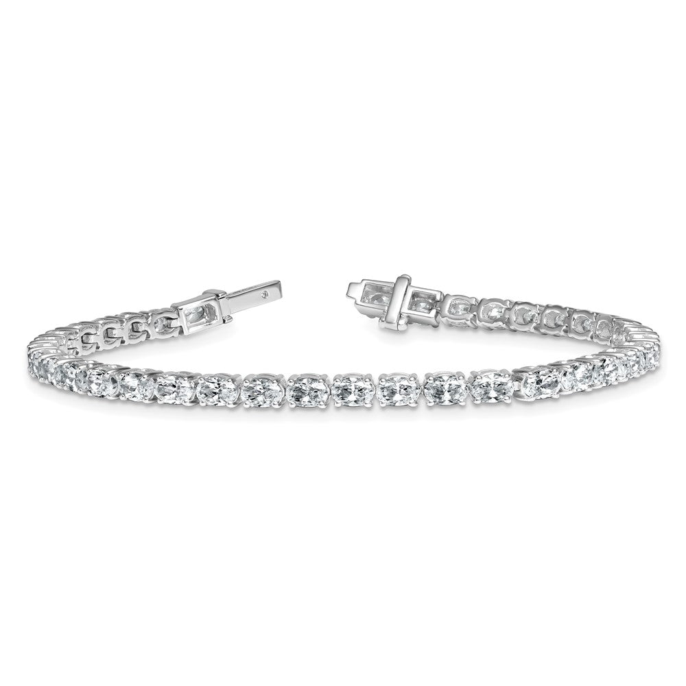 14K White Gold 7 Carat Lab Grown Diamond Vs/Si+ G+ Complete Oval Tennis Bracelet