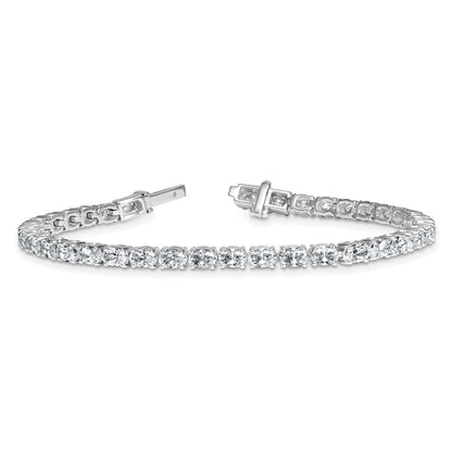 14K White Gold 7 Carat Lab Grown Diamond Vs/Si+ G+ Complete Oval Tennis Bracelet