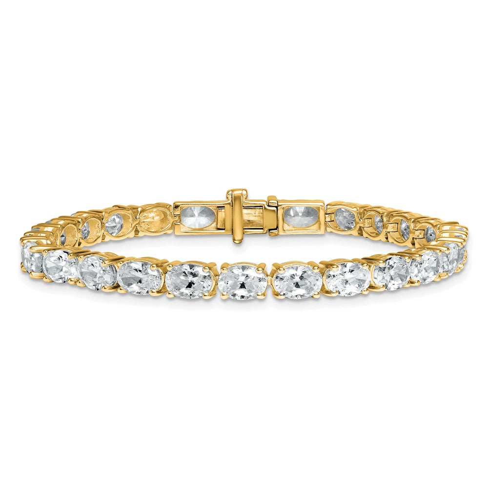 14K Yellow Gold Vs/Si+ G+ Lab Grown Oval Diamond Tennis Bracelet