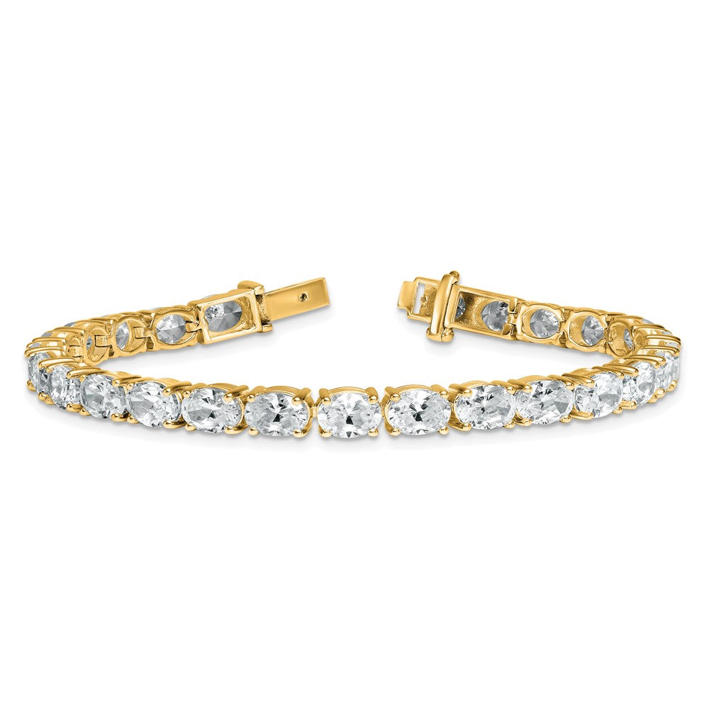 14K Yellow Gold Vs/Si+ G+ Lab Grown Oval Diamond Tennis Bracelet