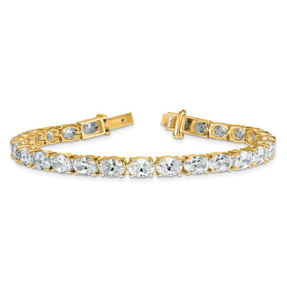 14K Yellow Gold Vs/Si+ G+ Lab Grown Oval Diamond Tennis Bracelet