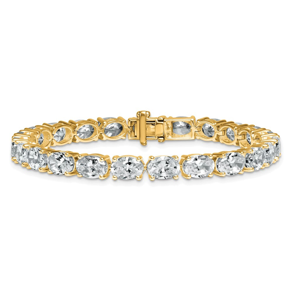 14K Yellow Gold Certified Vs/Si Fgh Lab Grown Oval Diamond Tennis Bracelet
