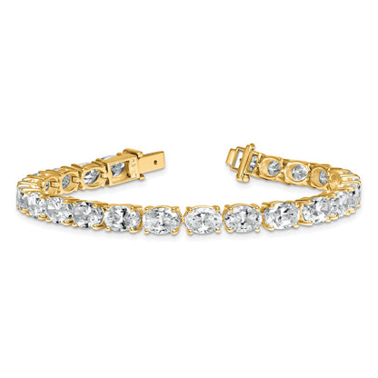 14K Yellow Gold Vs+ F+ Lab Grown Oval Diamond Tennis Bracelet