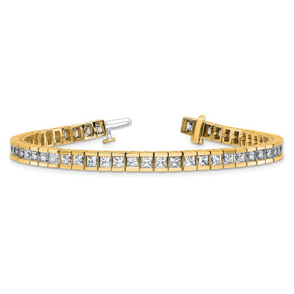 14K Yellow Gold Lab Grown Diamond Vs/Si+ G+ Princess Tennis Bracelet