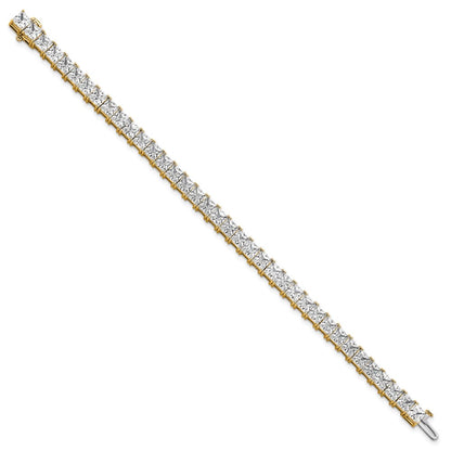14K Yellow Gold Certified Vs Def Lab Grown Princess Diamond Tennis Bracelet