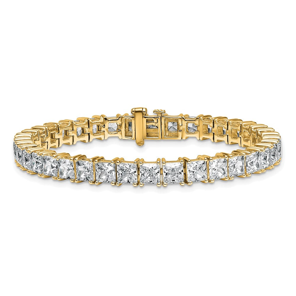 14K Yellow Gold Certified Vs Def Lab Grown Princess Diamond Tennis Bracelet