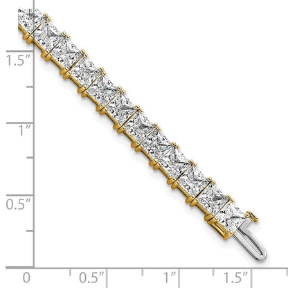 14K Yellow Gold Certified Vs Def Lab Grown Princess Diamond Tennis Bracelet