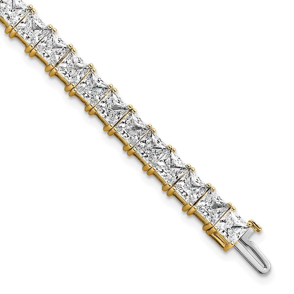 14K Yellow Gold Certified Vs Def Lab Grown Princess Diamond Tennis Bracelet