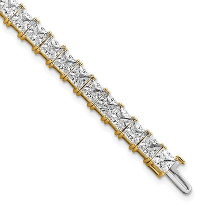 14K Yellow Gold Certified Vs Def Lab Grown Princess Diamond Tennis Bracelet