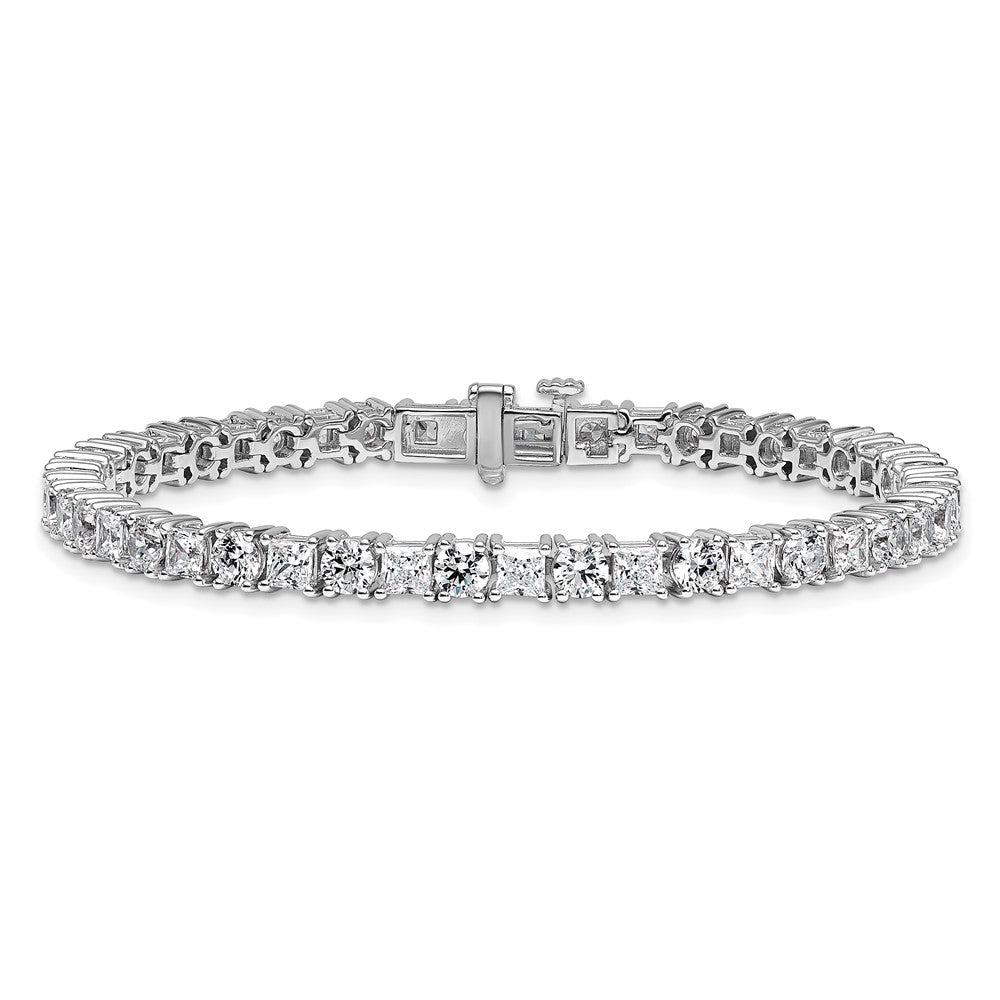 14K White Gold Wg Vs/Si Fgh Cert. Lab Grown Princess And Round Diamond Tennis Bracelet