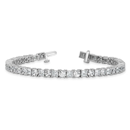 14K White Gold Wg Vs/Si Fgh Cert. Lab Grown Princess And Round Diamond Tennis Bracelet