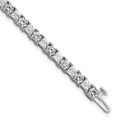 14K White Gold Wg Vs/Si Fgh Cert. Lab Grown Princess And Round Diamond Tennis Bracelet
