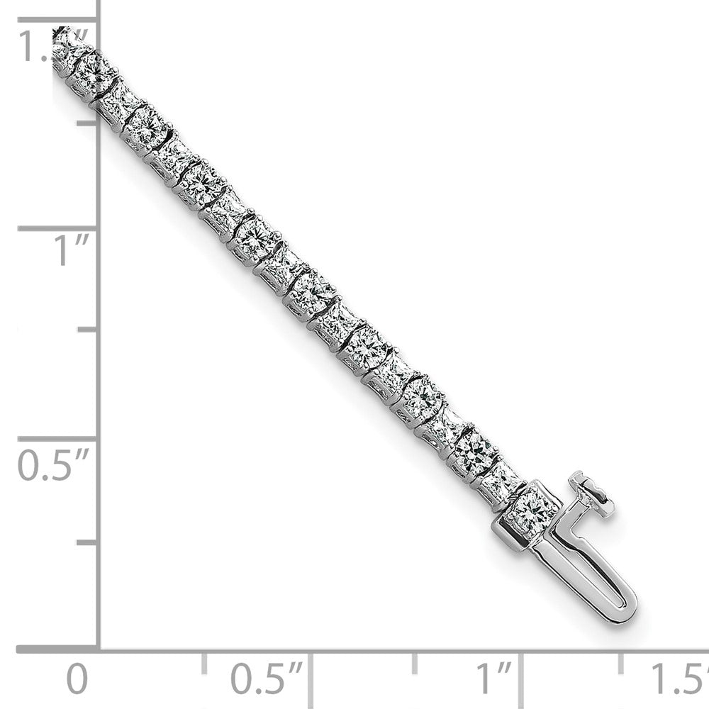 14K White Gold Wg Vs/Si Fgh Cert. Lab Grown Princess And Round Diamond Tennis Bracelet