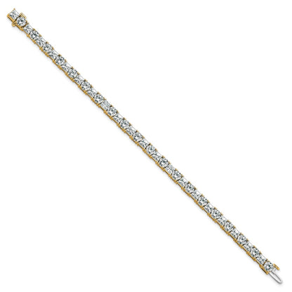 14K Yellow Gold Vs Def Cert. Lab Grown Princess And Round Diamond Tennis Bracelet