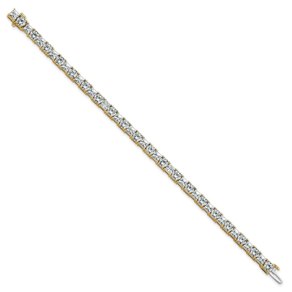 14K Yellow Gold Vs/Si+ G+ Lab Grown Princess And Round Diamond Tennis Bracelet