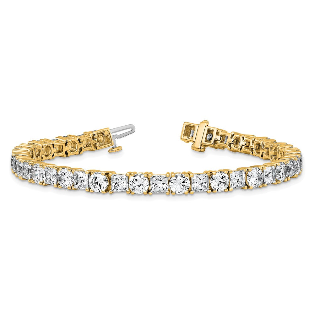 14K Yellow Gold Vs Def Cert. Lab Grown Princess And Round Diamond Tennis Bracelet