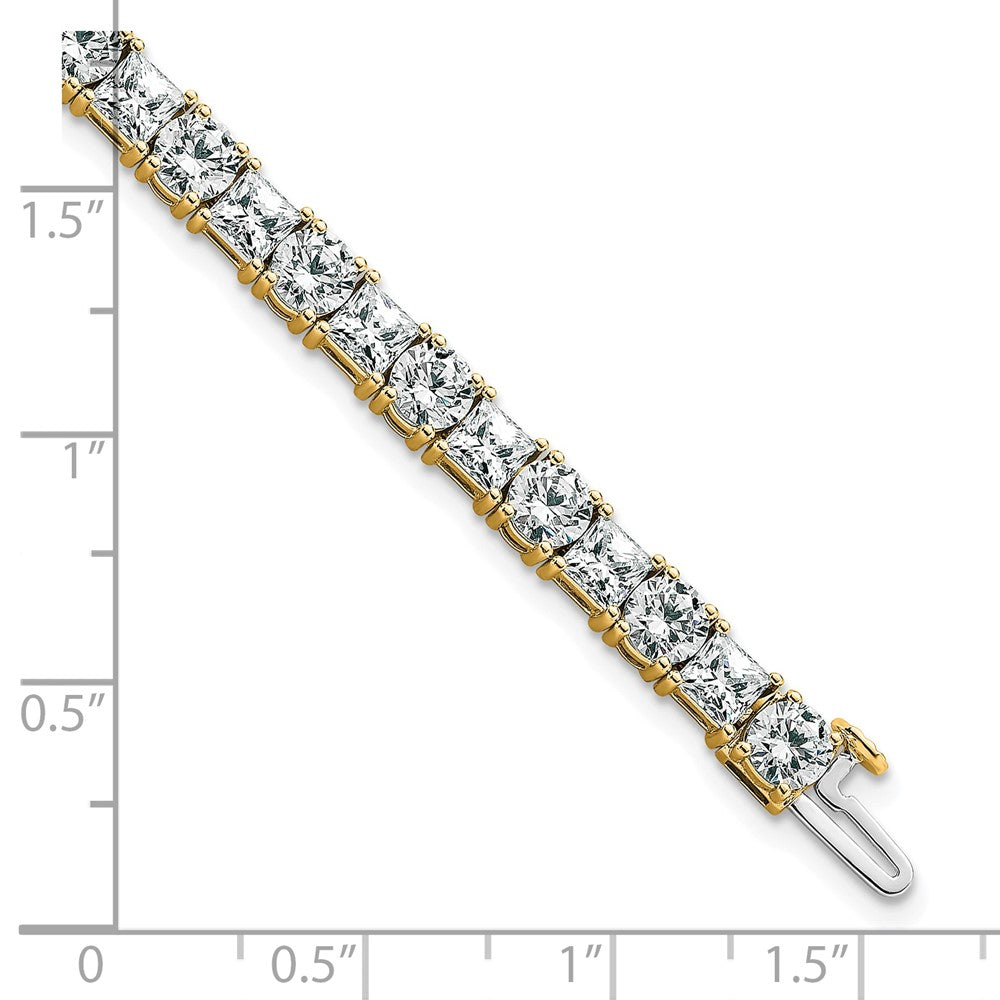 14K Yellow Gold Vs/Si+ G+ Lab Grown Princess And Round Diamond Tennis Bracelet