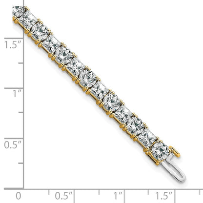 14K Yellow Gold Vs/Si+ G+ Lab Grown Princess And Round Diamond Tennis Bracelet