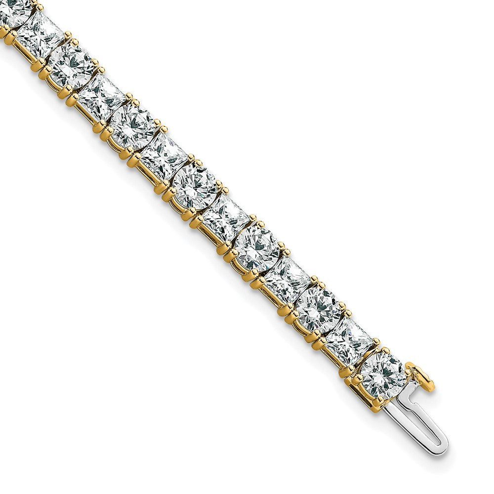 14K Yellow Gold Vs/Si+ G+ Lab Grown Princess And Round Diamond Tennis Bracelet
