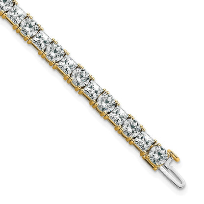 14K Yellow Gold Vs/Si+ G+ Lab Grown Princess And Round Diamond Tennis Bracelet