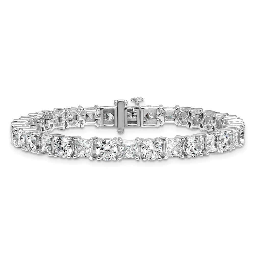 14K White Gold Wg Vs/Si Fgh Cert. Lab Grown Princess And Round Diamond Tennis Bracelet