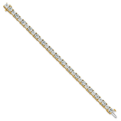 14K Yellow Gold Vs Def Cert. Lab Grown Princess And Round Diamond Tennis Bracelet