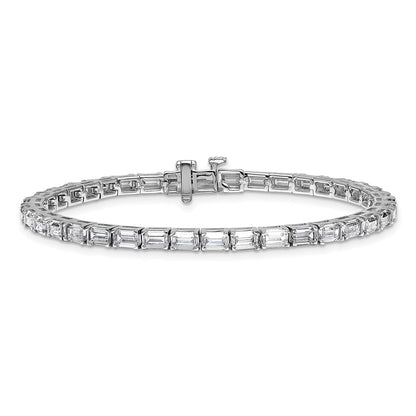 14K White Gold Cert. Lab Grown Diamond Vs Def Emerald Tennis Bracelet