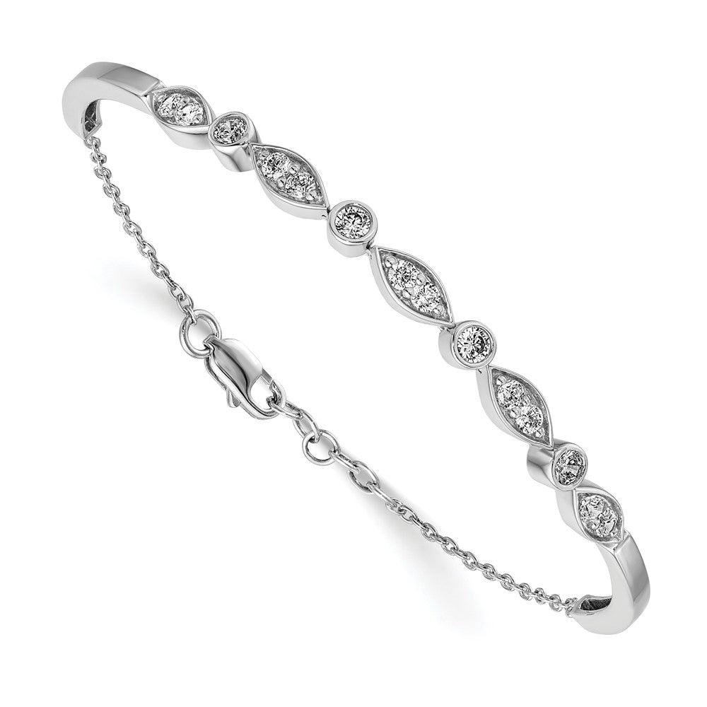14k White Gold 1 Ct. Lab Grown Diamond VS/SI+ G+ Bangle Bracelet