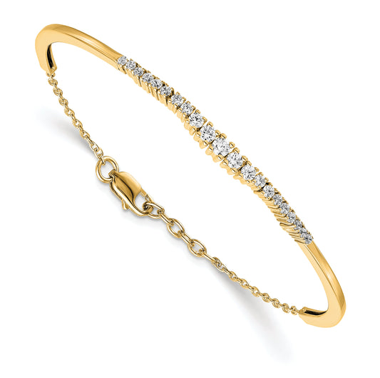 14K Yellow Gold 3/4 Carat Lab Grown Diamond Vs/Si+ G+ Graduated Bangle Bracelet
