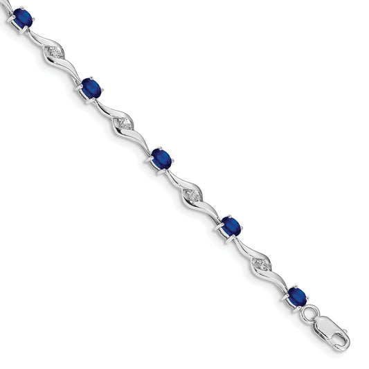 10K White Gold Blue Sapphire/White Sapphire Bracelet