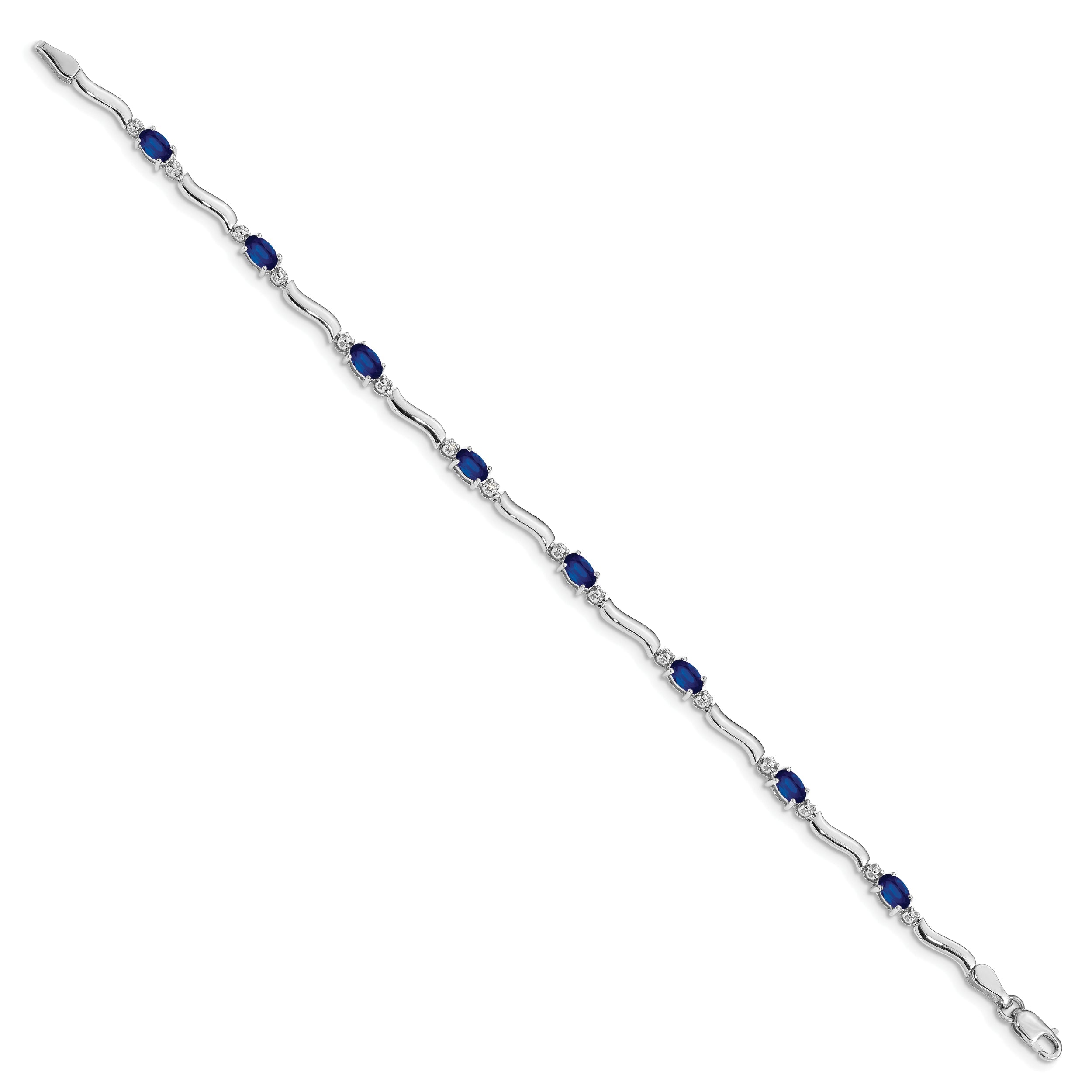 10K White Gold Diamond And Sapphire Bracelet
