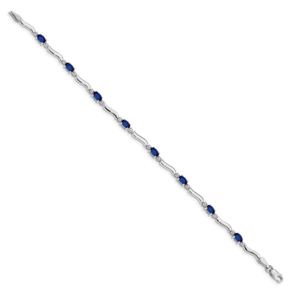 10K White Gold Diamond And Sapphire Bracelet