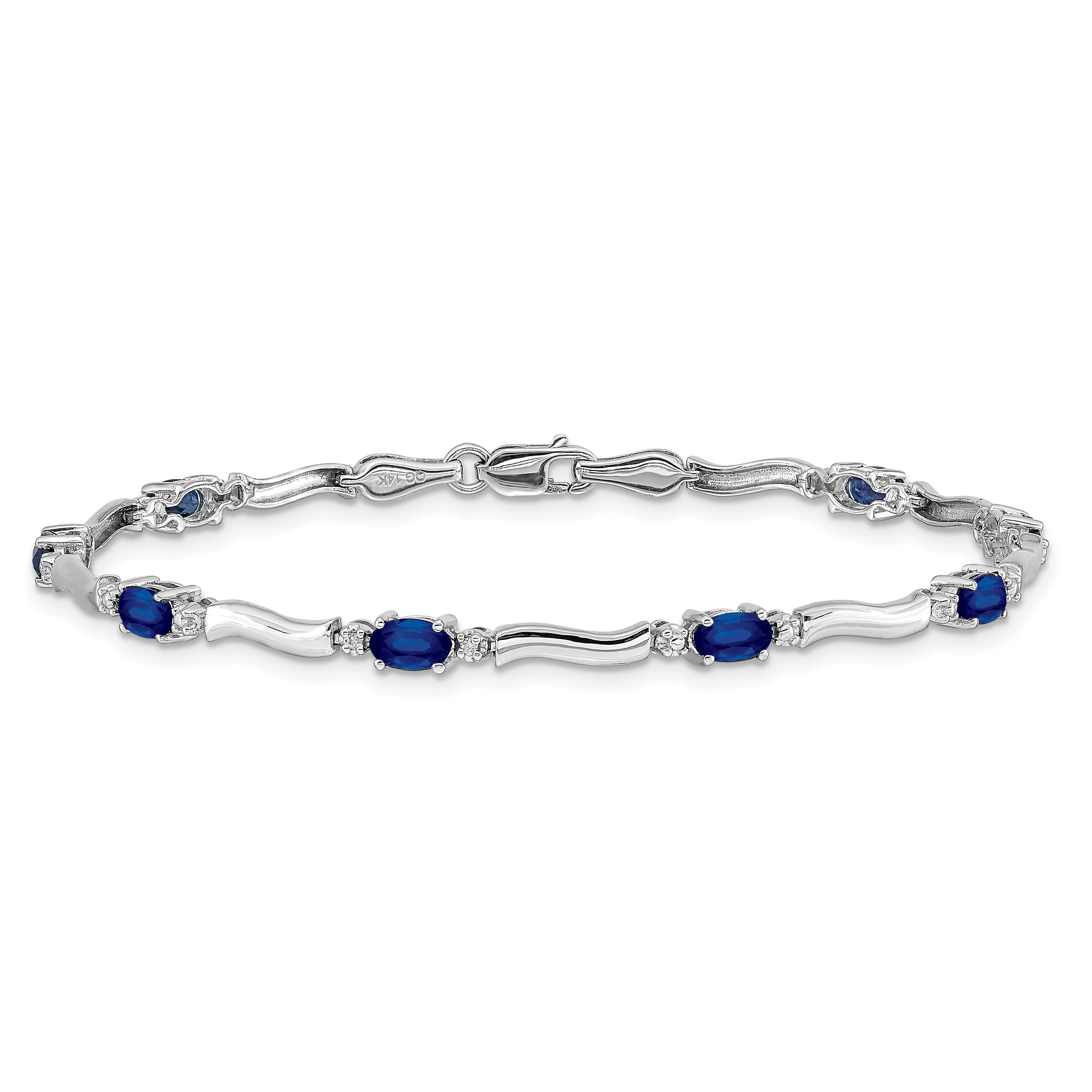 10K White Gold Diamond And Sapphire Bracelet