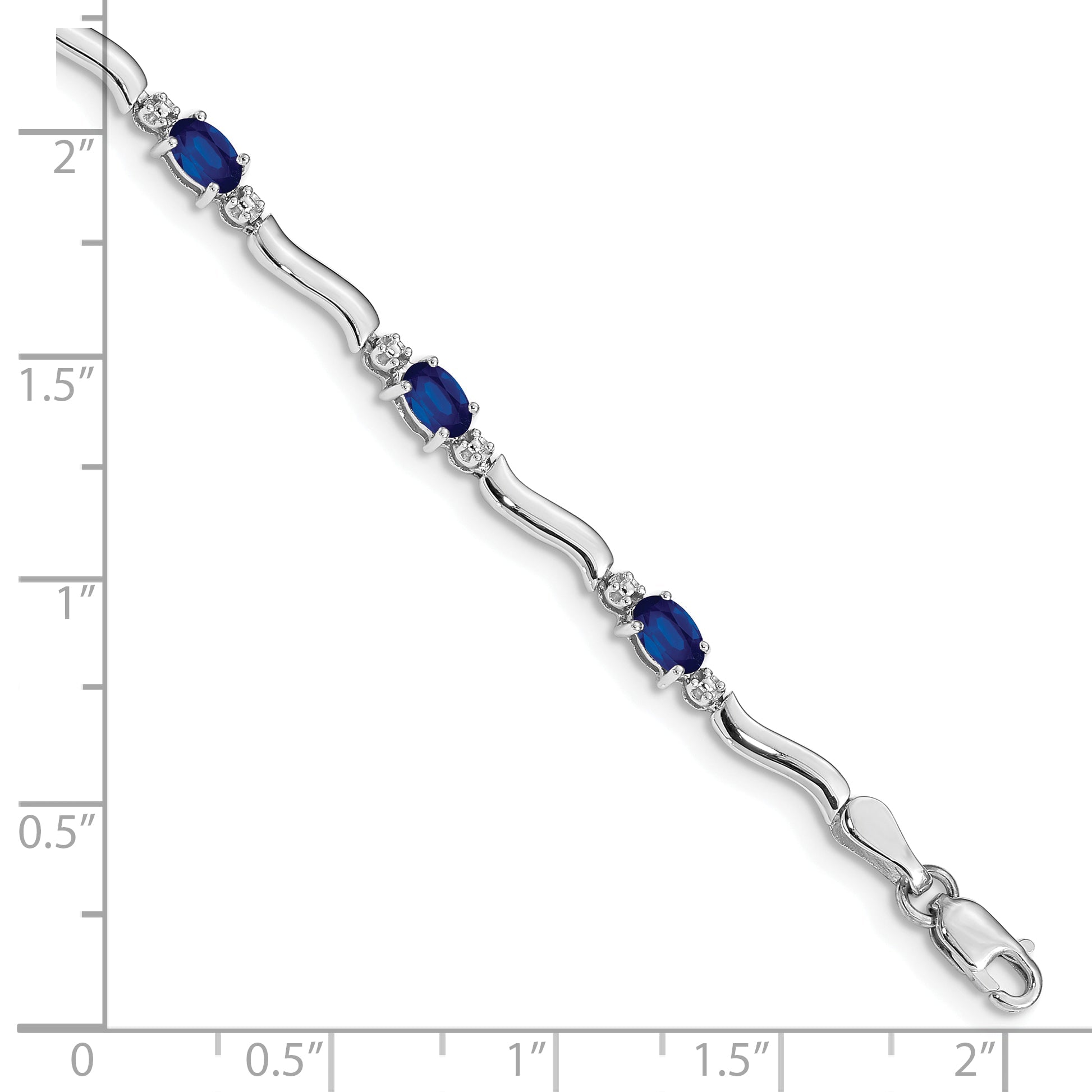 10K White Gold Diamond And Sapphire Bracelet