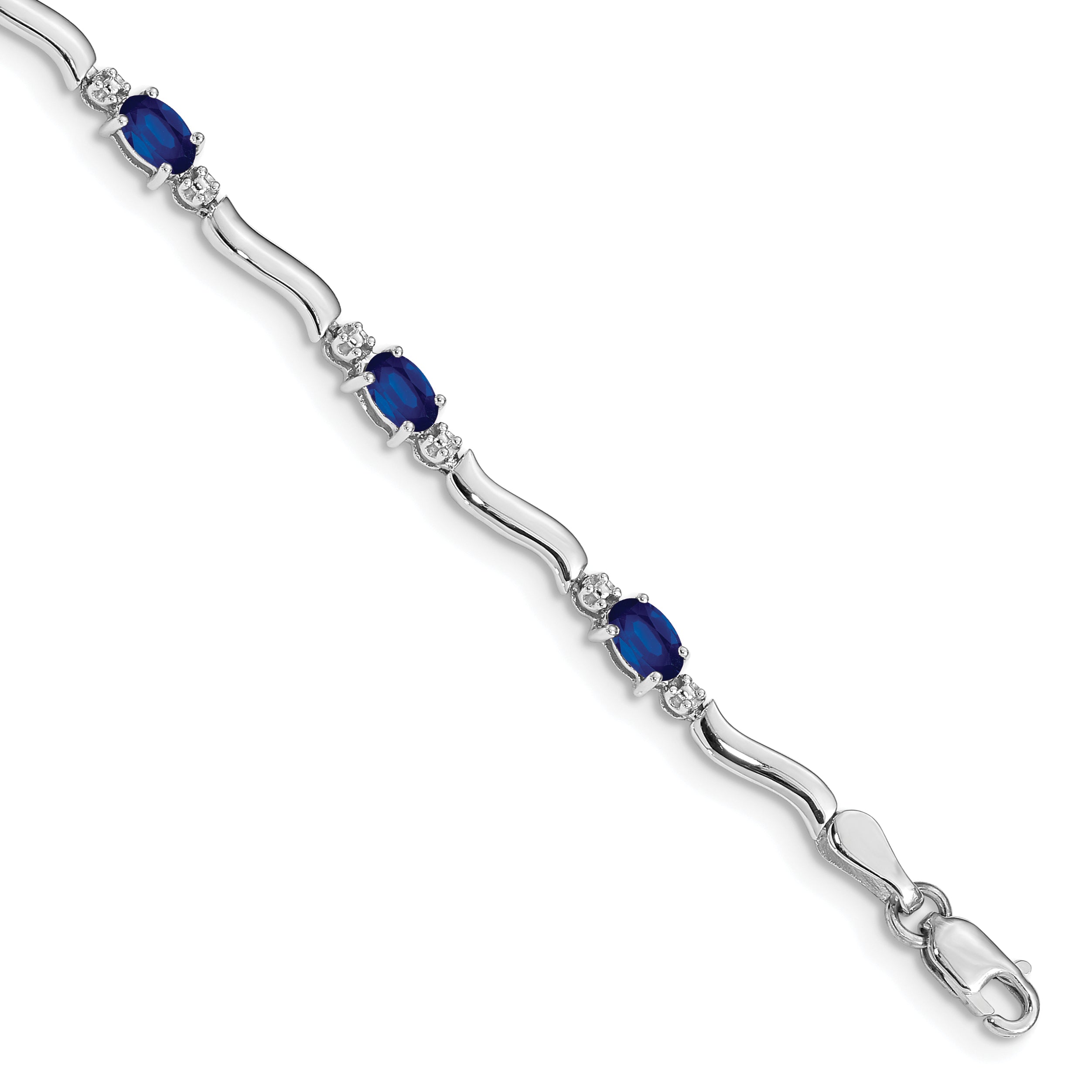 10K White Gold Diamond And Sapphire Bracelet