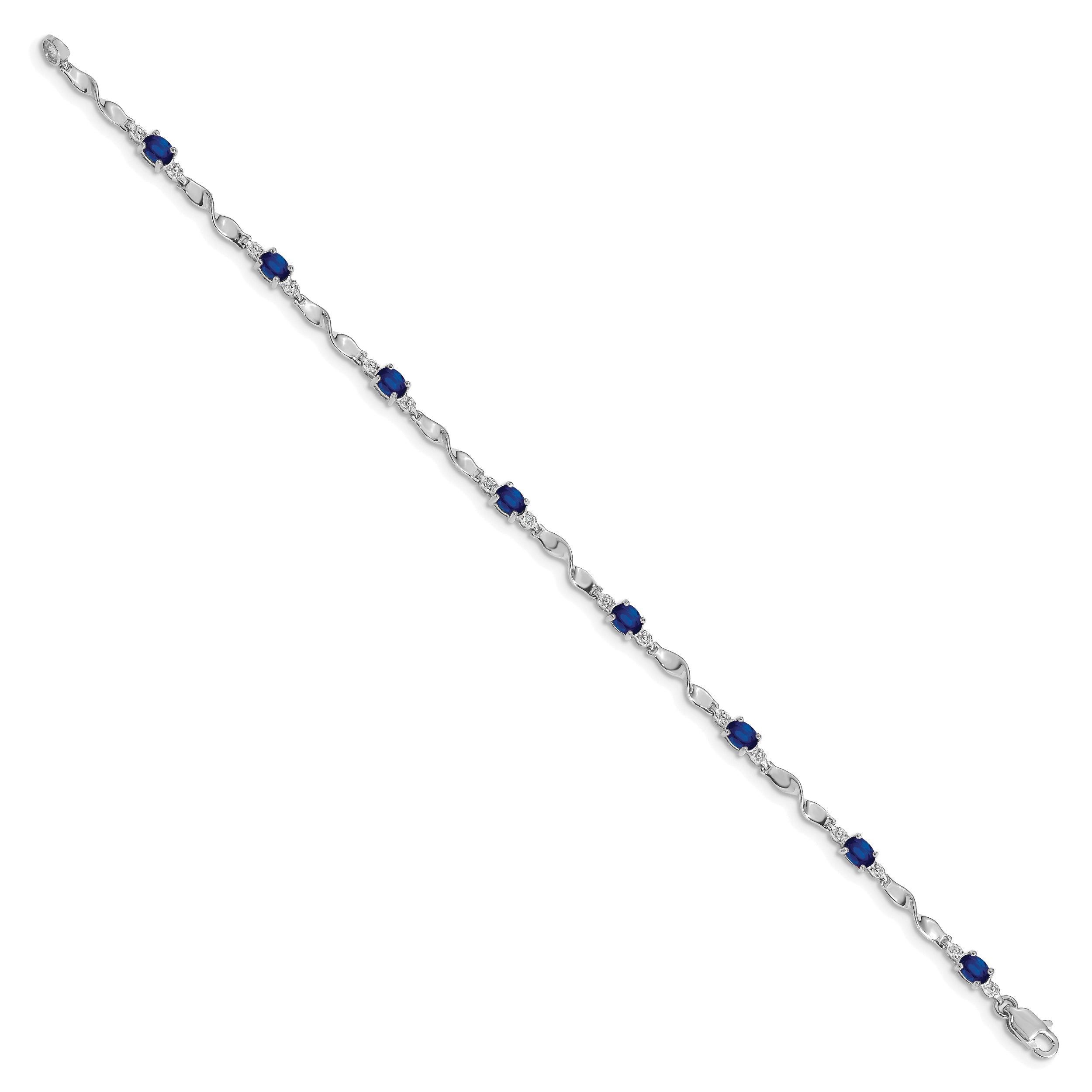 10K White Gold Diamond And Sapphire Bracelet